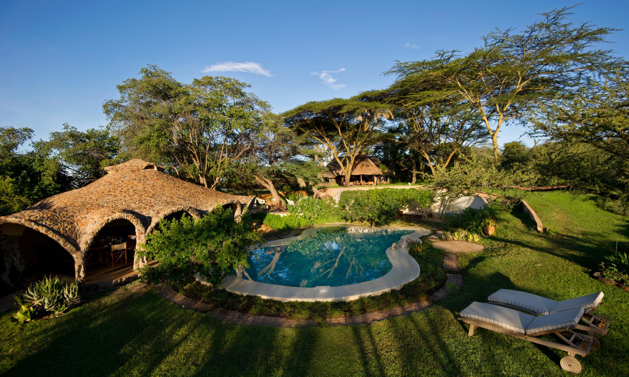 Lewa conservancy house in a wide landscape