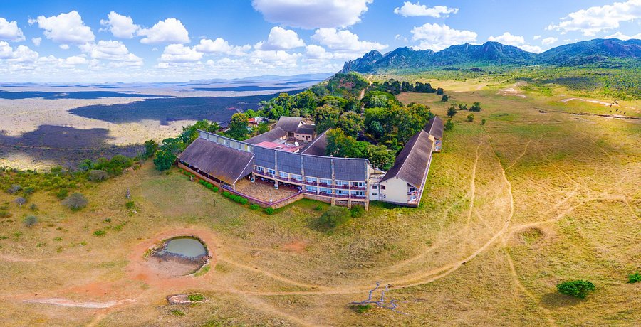 Tsavo lodge surrounded by red earth